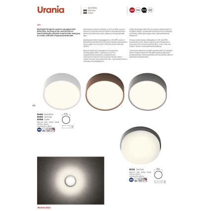 Redo 90516 - LED Outdoor ceiling light URANIA LED/10W/230V d. 16 cm IP65 anthracite