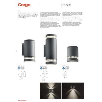 Redo 90518 - Outdoor wall light CARGO 2xGU10/28W/230V IP54 anthracite