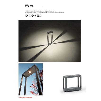 Redo 90581 - LED Outdoor Lamp WAKE LED/8W/230V 3000K 50 cm IP65 Anthracite