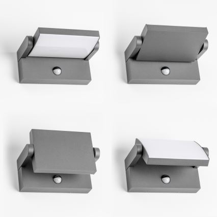 Redo 90587 - FLIP LED Outdoor Wall Light with Sensor LED/20W/230V 3000K CRI 90 IP54 Anthracite