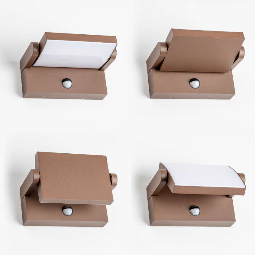 Redo 90588 - LED Outdoor Wall Light with Sensor FLIP LED/20W/230V 3000K CRI 90 IP54 Brown