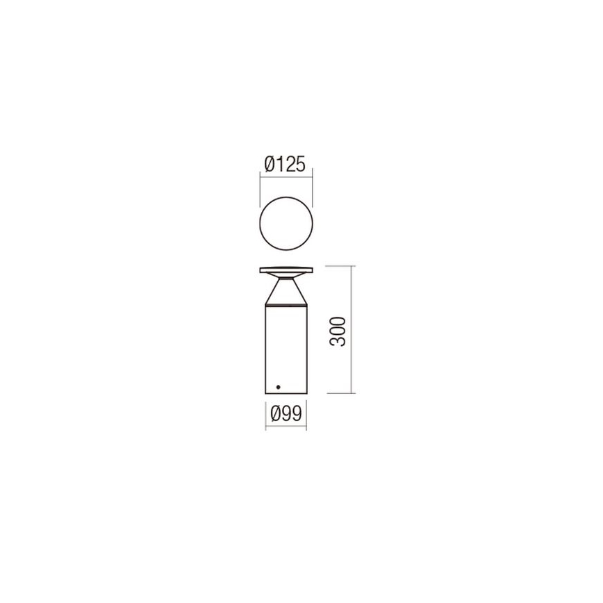 Redo 90589 - BIRO LED Outdoor Light, 12W, 230V, 3000K, 30 cm, CRI 90, IP65, Anthracite