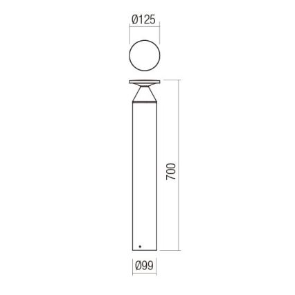 Redo 90591 - LED Outdoor Lamp BIRO LED/12W/230V 3000K 70 cm CRI 90 IP65 Anthracite