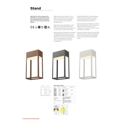 Redo 90603 - LED Outdoor Wall Light STAND LED/20W/230V 3000K CRI 90 IP65 Anthracite