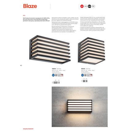 Redo 90639 - LED Outdoor wall light BLAZE LED/12W/230V 3000K IP54 anthracite