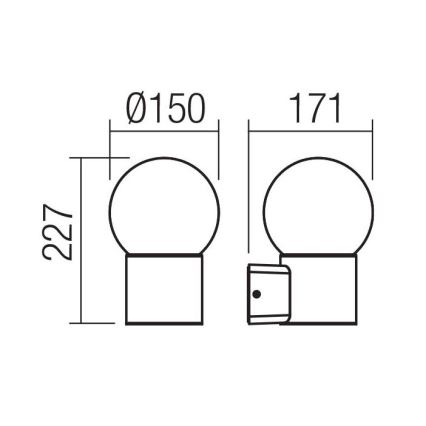 Redo 90640 - Outdoor wall light BULK 1xE27/28W/230V IP44 anthracite