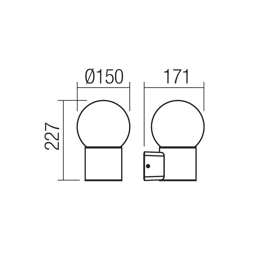 Redo 90640 - Outdoor wall light BULK 1xE27/28W/230V IP44 anthracite