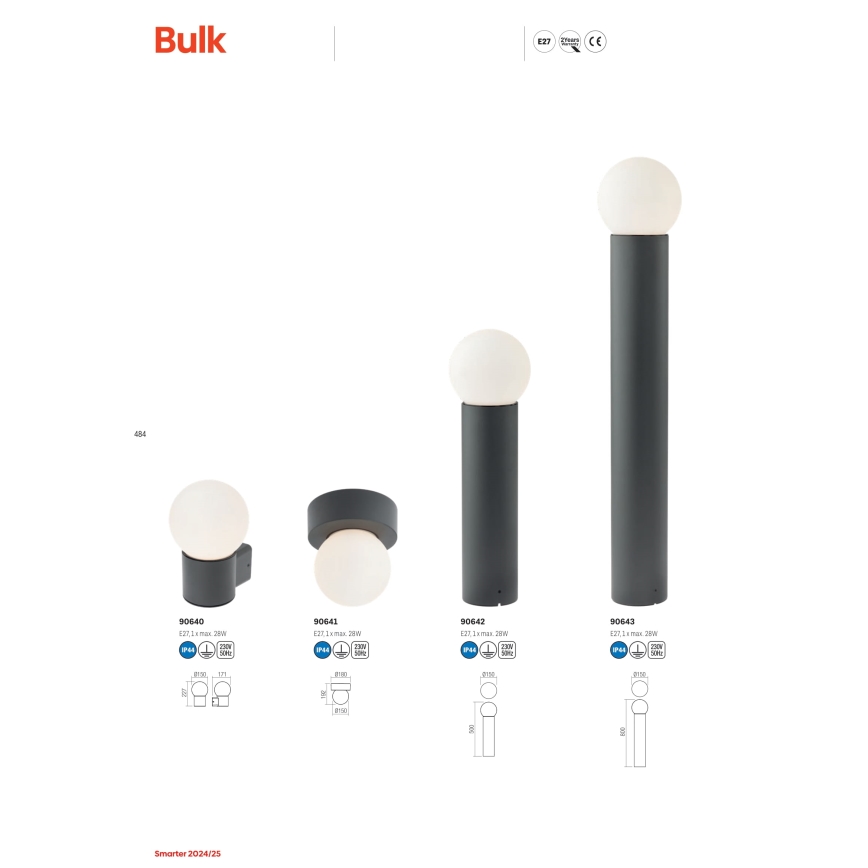 Redo 90643 - Outdoor lamp BULK 1xE27/28W/230V 80 cm IP44 anthracite