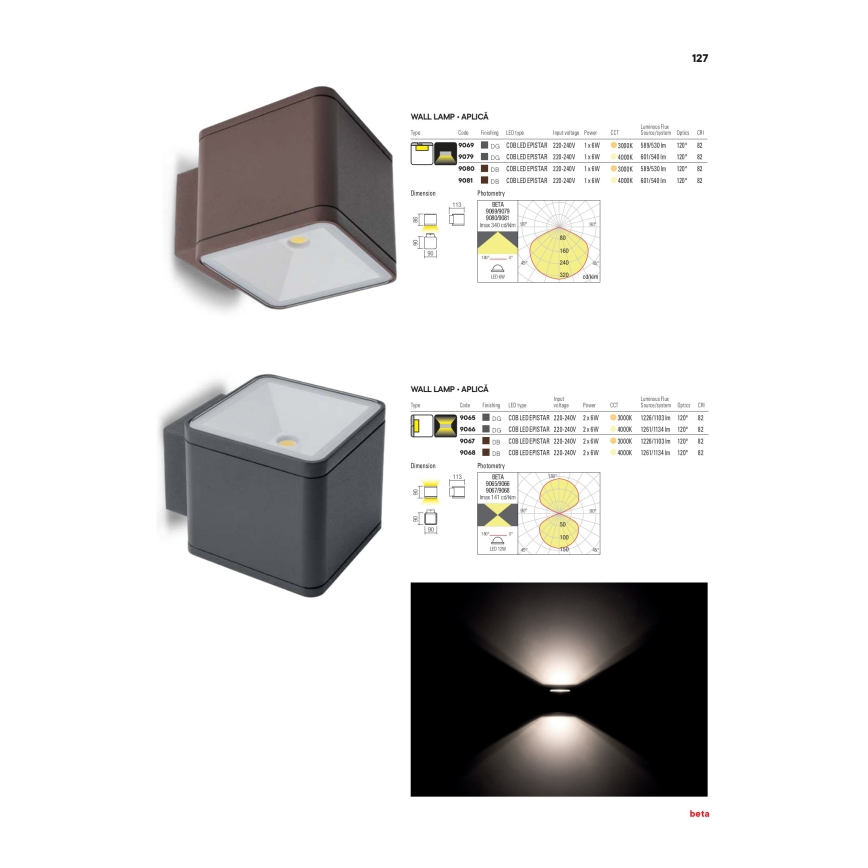 Redo 9065 - LED Outdoor wall light BETA 2xLED/6W/230V IP54