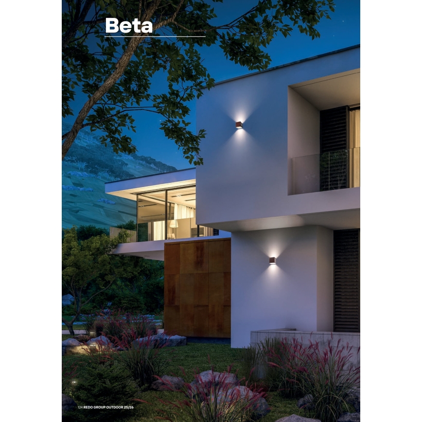 Redo 9080 - BETA LED Outdoor Wall Light, 6W, 230V, 3000K, IP54, Brown