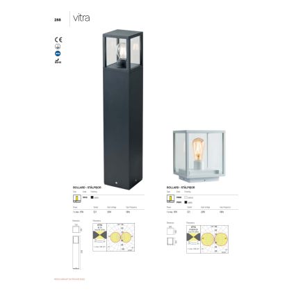 Redo 9109 - VITRA Outdoor Lamp 1xE27/15W/230V IP54, Black