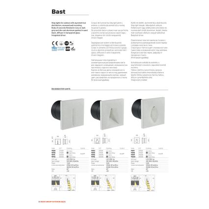 Redo 91196 - BAST Outdoor Orientation LED Luminaire 2.5W/230V 3000 K CRI 90 IP65 Anthracite