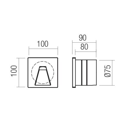 Redo 91196 - BAST Outdoor Orientation LED Luminaire 2.5W/230V 3000 K CRI 90 IP65 Anthracite