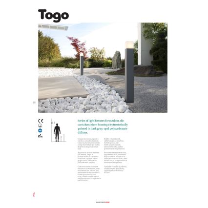 Redo 9265 - Outdoor wall light TOGO 1xE27/13W/230V IP44