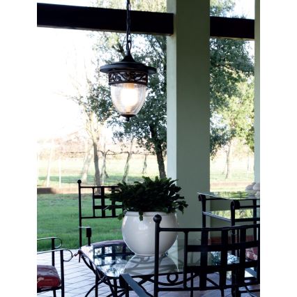 Redo 9399 - Outdoor chandelier on a chain BASEL 1xE27/42W/230V IP44 black