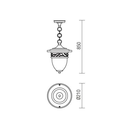 Redo 9399 - Outdoor chandelier on a chain BASEL 1xE27/42W/230V IP44 black