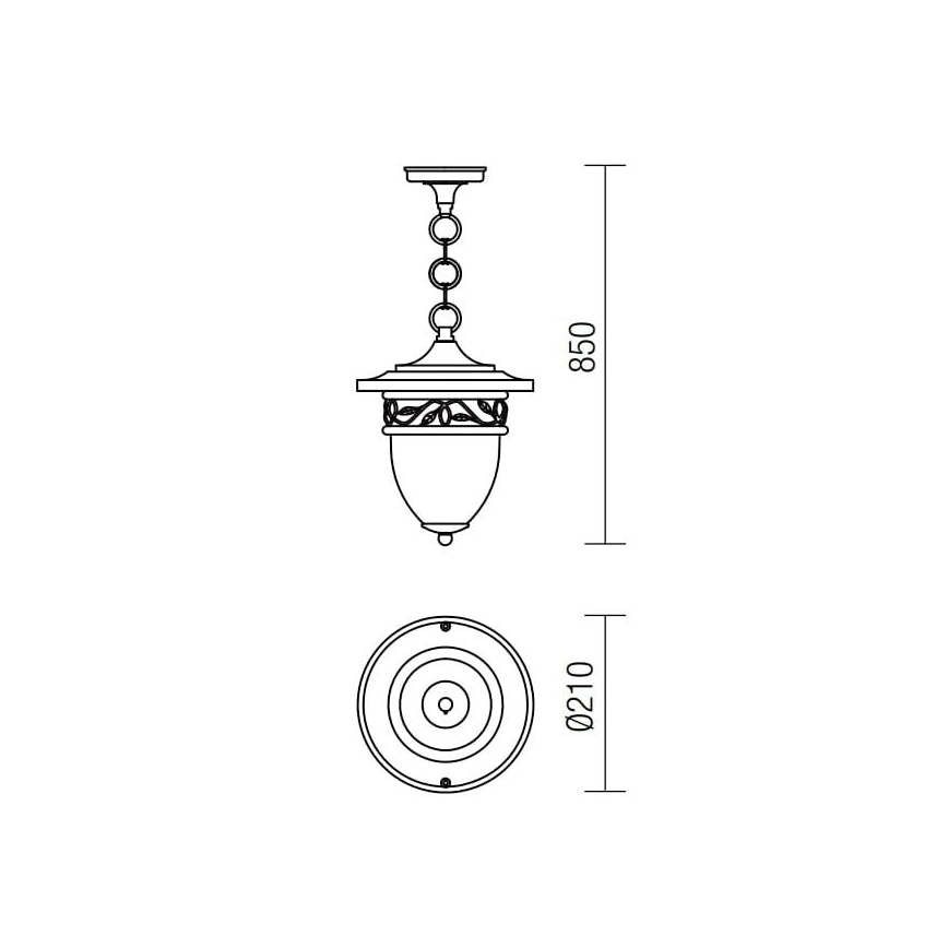 Redo 9399 - Outdoor chandelier on a chain BASEL 1xE27/42W/230V IP44 black