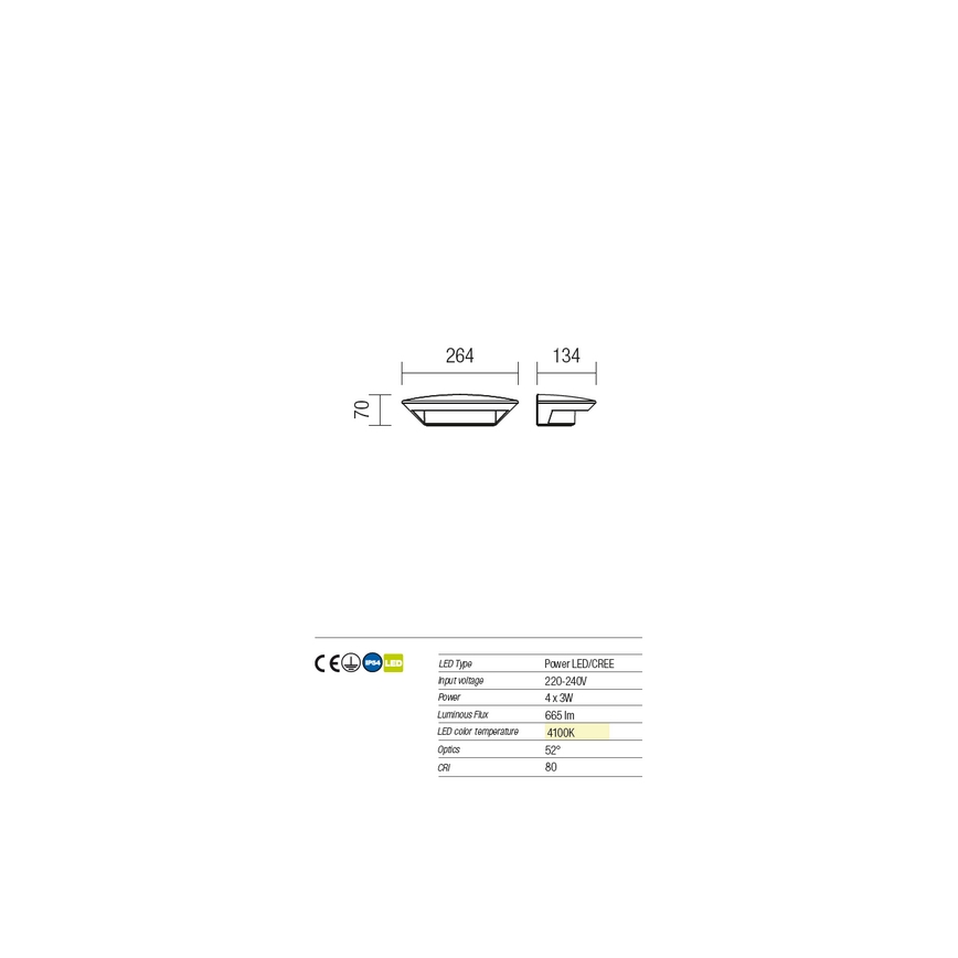 Redo 9407 - LED Outdoor wall light PLATE 4xLED/3W/230V 4100K IP54 anthracite