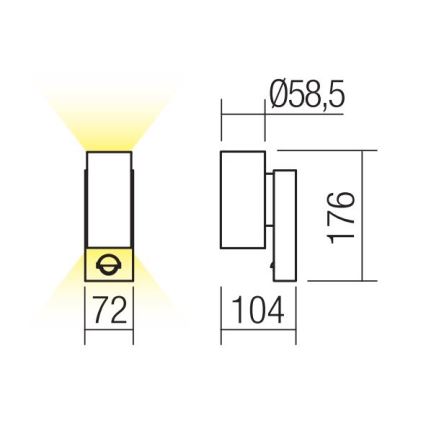Redo 9455 - VINCE LED Outdoor Wall Light with Sensor, 2xLED/3W/230V, IP54, Brown