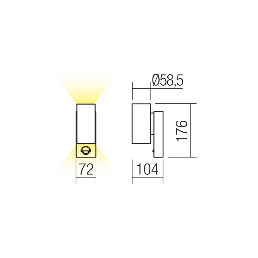 Redo 9455 - VINCE LED Outdoor Wall Light with Sensor, 2xLED/3W/230V, IP54, Brown