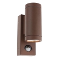 Redo 9455 - VINCE LED Outdoor Wall Light with Sensor, 2xLED/3W/230V, IP54, Brown