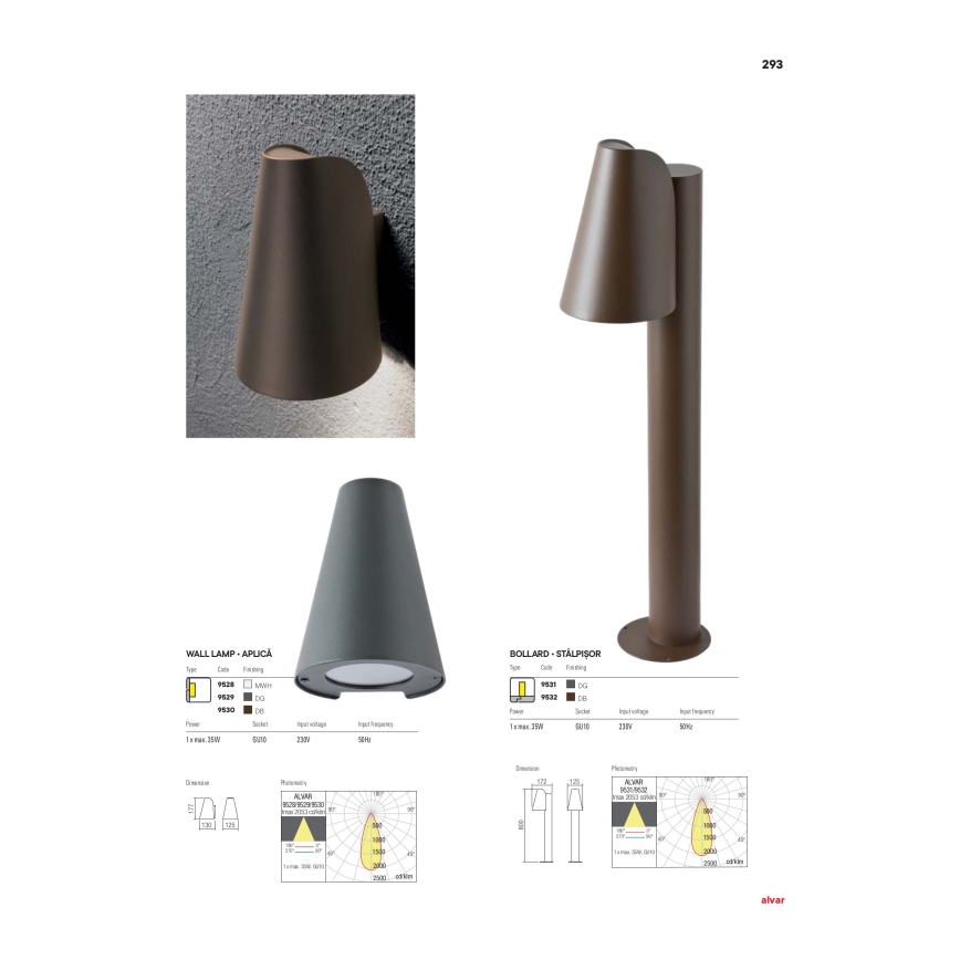 Redo 9529 - Wall light ALVAR 1xGU10/35W/230V IP44
