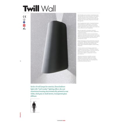 Redo 9536 - Outdoor LED wall light TWILL 1xLED/11W/230V IP65