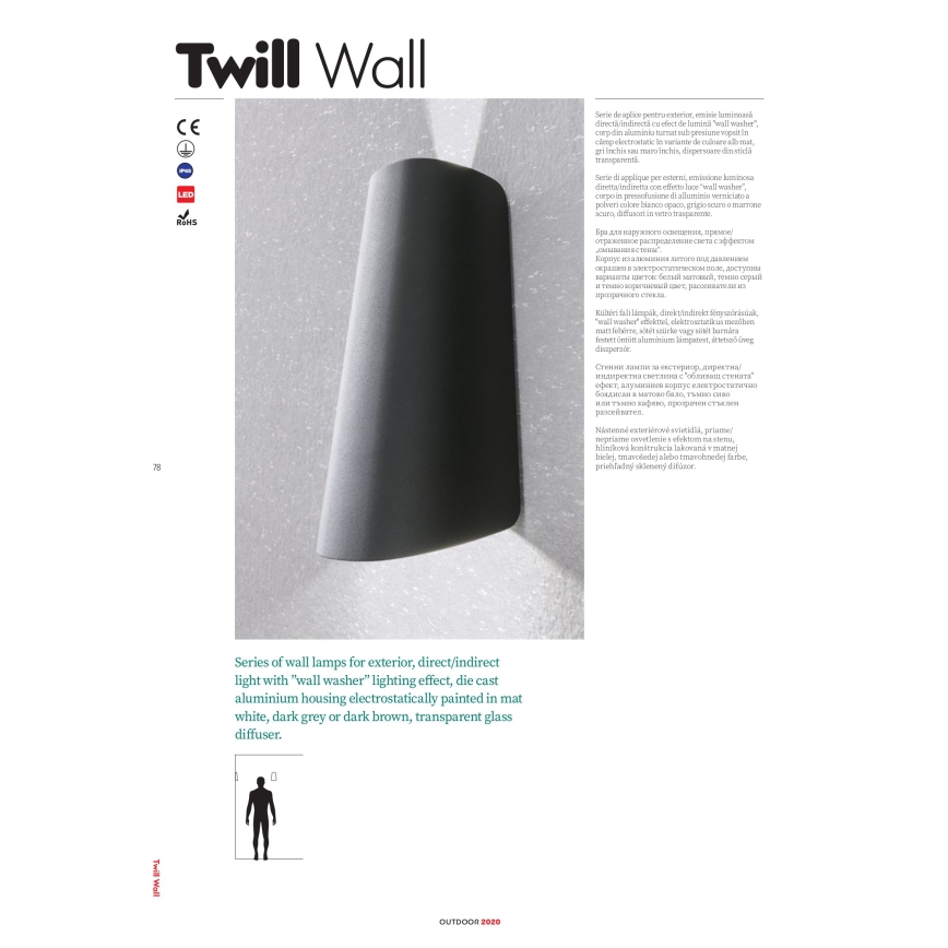 Redo 9536 - Outdoor LED wall light TWILL 1xLED/11W/230V IP65