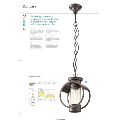 Redo 9573 - Outdoor lamp COMPASS 1xE27/42W/230V IP33