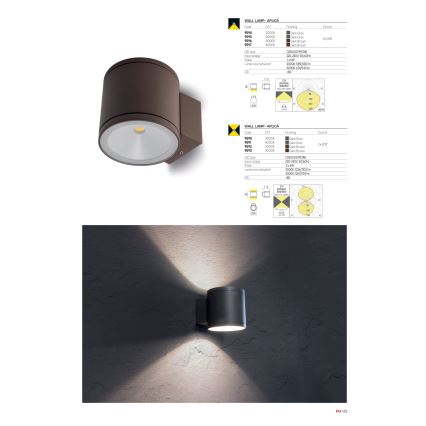 Redo 9596 - ETA LED Outdoor Wall Light, 6W/230V, 3000K, IP54, Brown
