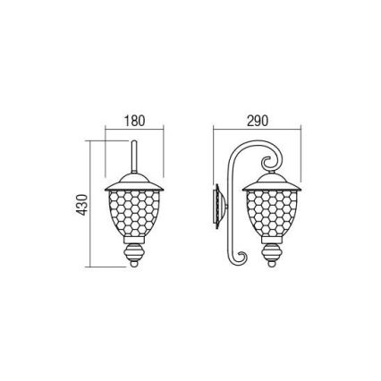 Redo 9600 - Outdoor wall light  MATERA 1xE27/42W/230V IP33
