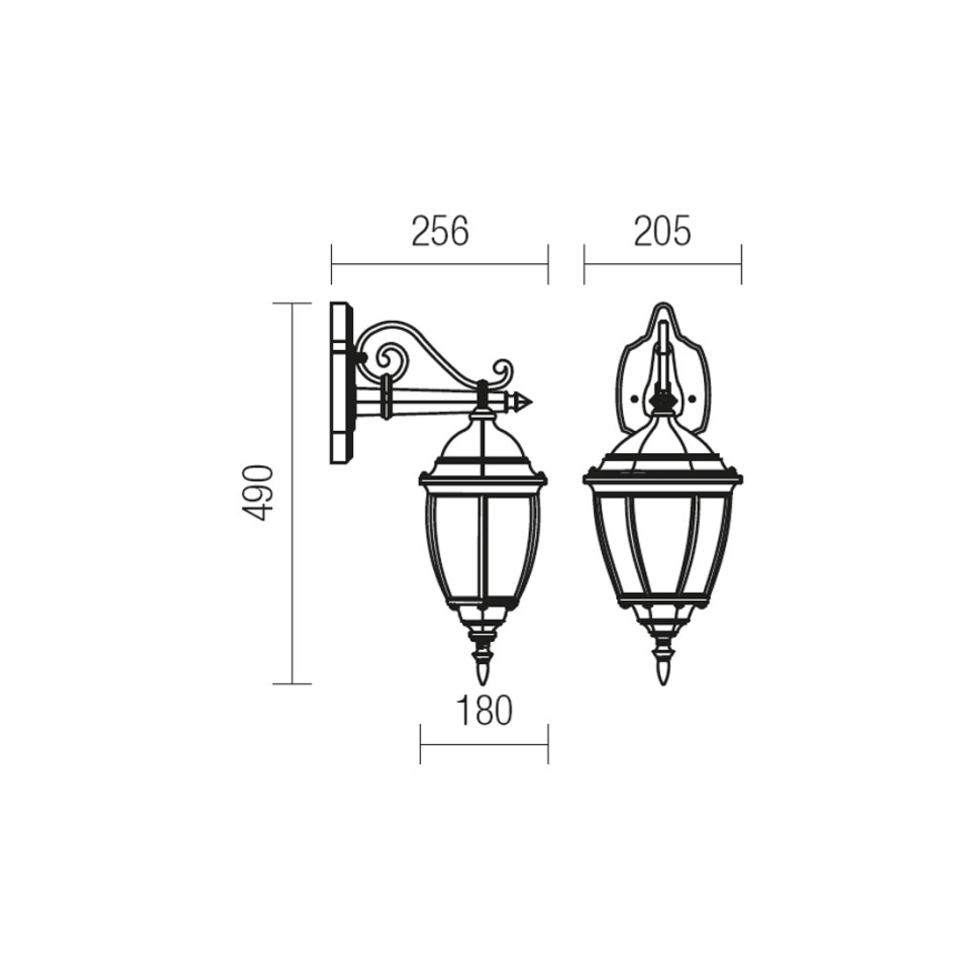 Redo 9605 - Outdoor wall lamp SEVILLA 1xE27/42W/230V IP44 gold/patina