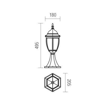 Redo 9606 - Outdoor lamp SEVILLA 1xE27/42W/230V IP44 gold/patina