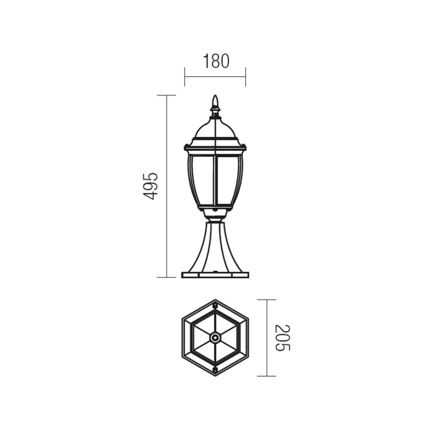 Redo 9606 - Outdoor lamp SEVILLA 1xE27/42W/230V IP44 gold/patina