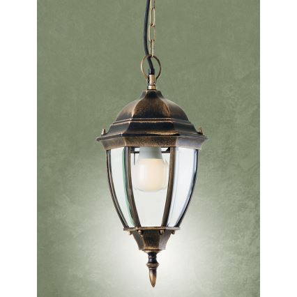 Redo 9607 - Outdoor chandelier on a chain SEVILLA 1xE27/42W/230V IP44 gold/patina