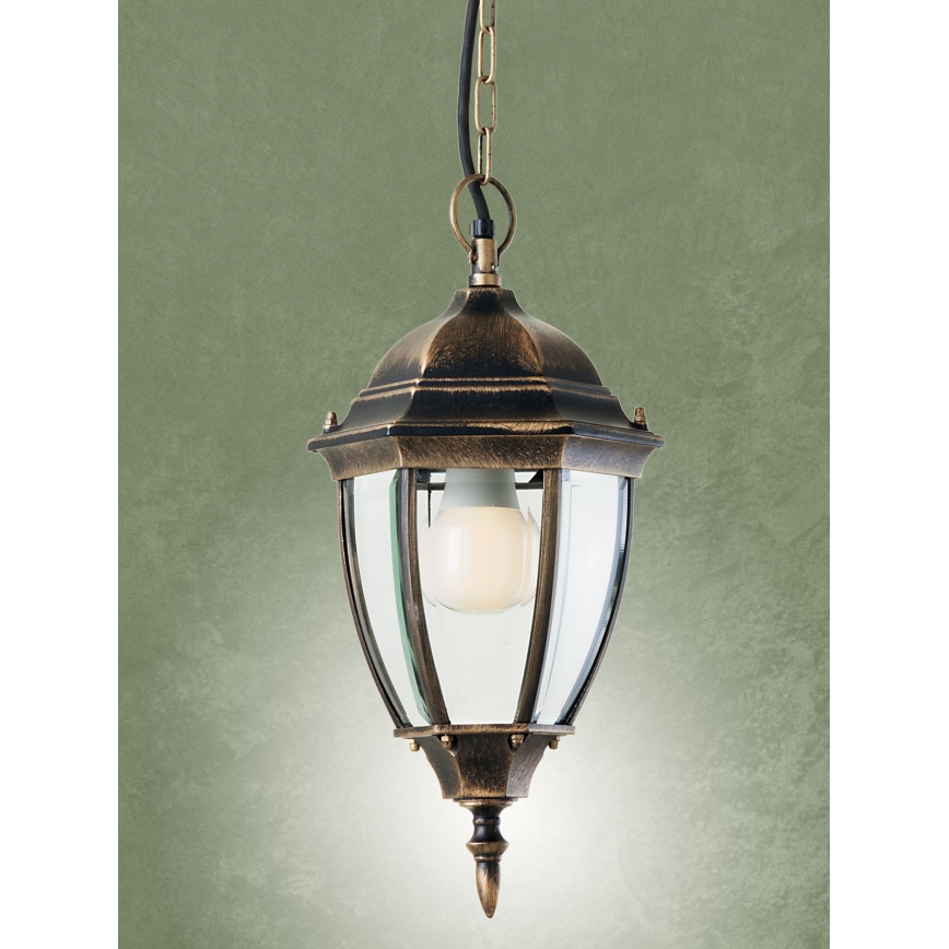 Redo 9607 - Outdoor chandelier on a chain SEVILLA 1xE27/42W/230V IP44 gold/patina