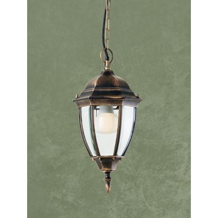 Redo 9607 - Outdoor chandelier on a chain SEVILLA 1xE27/42W/230V IP44 gold/patina