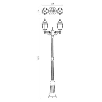 Redo 9609 - Outdoor lamp SEVILLA 2xE27/42W/230V IP44 gold/patina