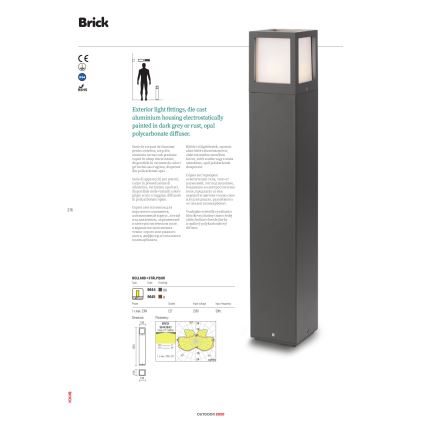 Redo 9644 - Outdoor lamp BRICK 1xE27/23W/230V IP54