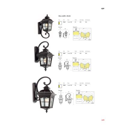Redo 9648 - Outdoor wall light YORK 1x E27/70W/230V IP44 brown