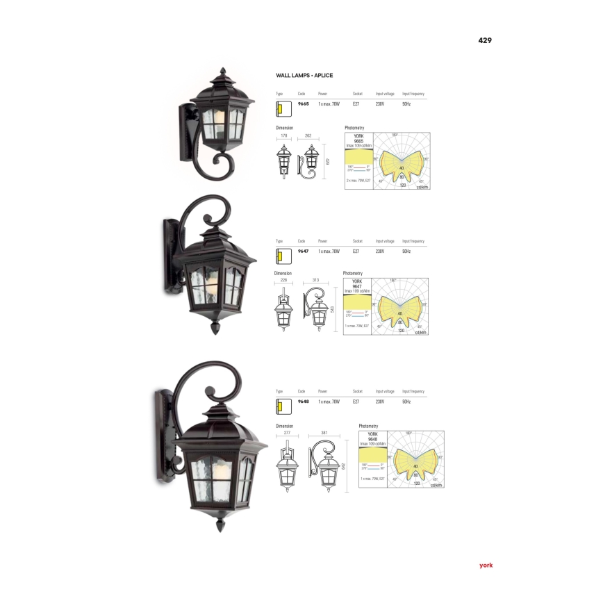 Redo 9648 - Outdoor wall light YORK 1x E27/70W/230V IP44 brown