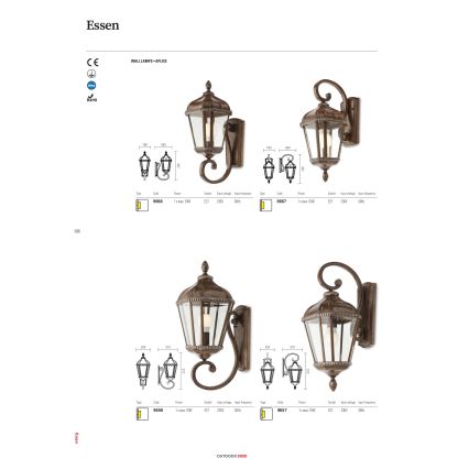 Redo 9656 - ESSEN Outdoor Wall Light 1xE27/70W/230V IP44 Brown/Patina