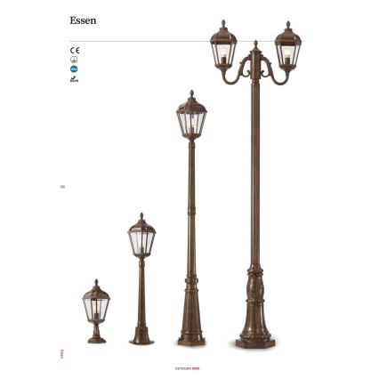 Redo 9662 - ESSEN Outdoor Lamp 1xE27/70W/230V 221,5 cm IP44 Brown/Patina