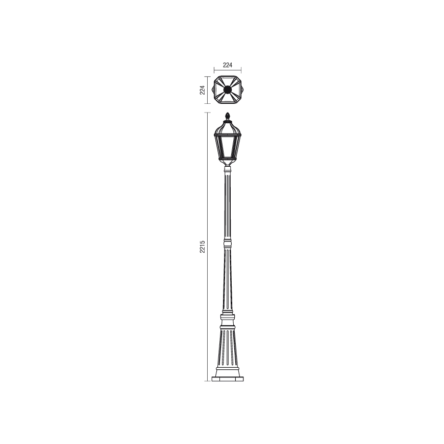 Redo 9662 - ESSEN Outdoor Lamp 1xE27/70W/230V 221,5 cm IP44 Brown/Patina