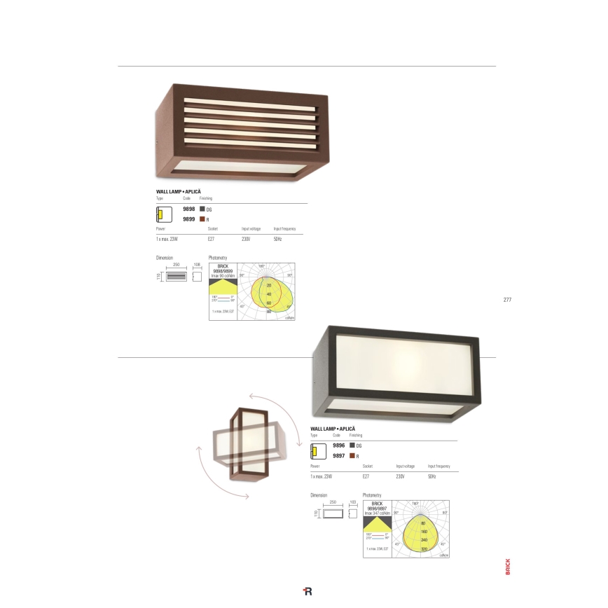 Redo 9898 - Outdoor wall light BRICK 1xE27/23W/230V IP54