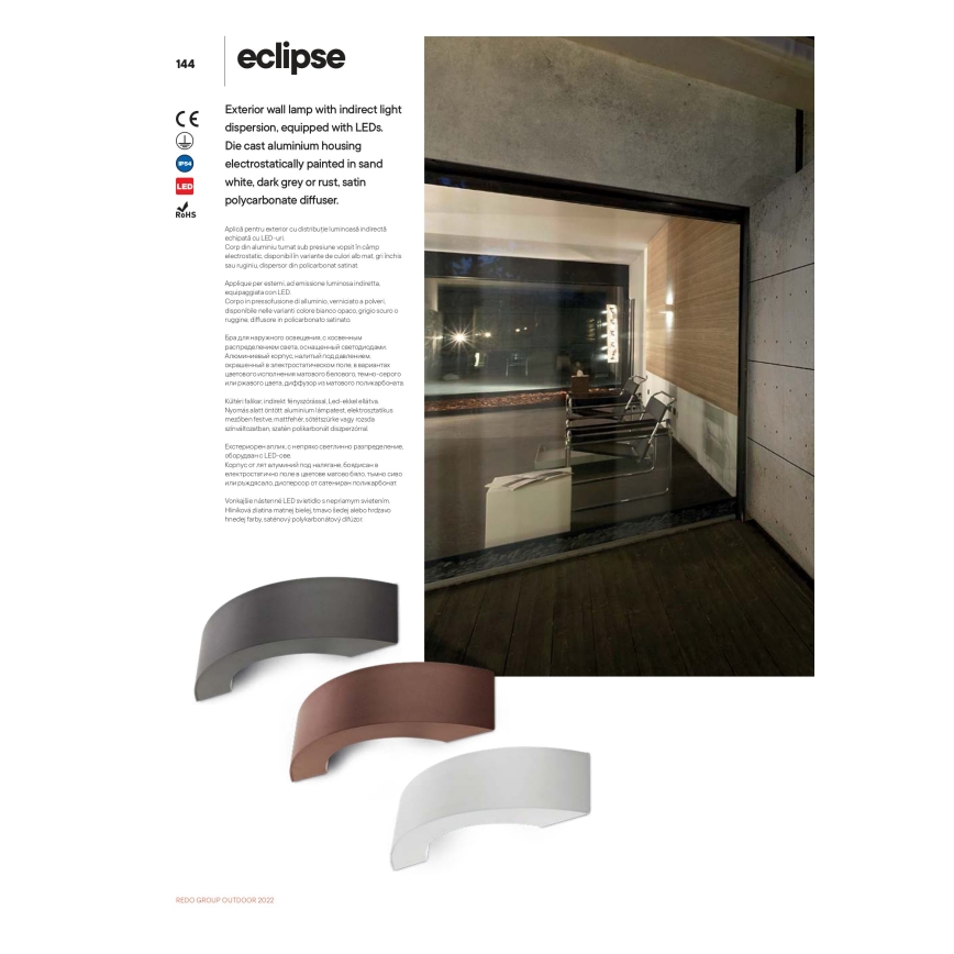 Redo 9904 - Outdoor LED wall light ECLIPSE 3xLED/3W/230V IP54