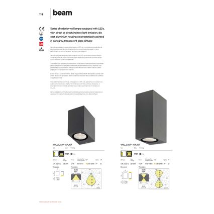 Redo 9907 - LED Outdoor wall light BEAM LED/5W/230V IP54