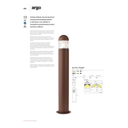 Redo 9946 - Outdoor lamp ARGO 1xE27/42W/230V IP54 brown