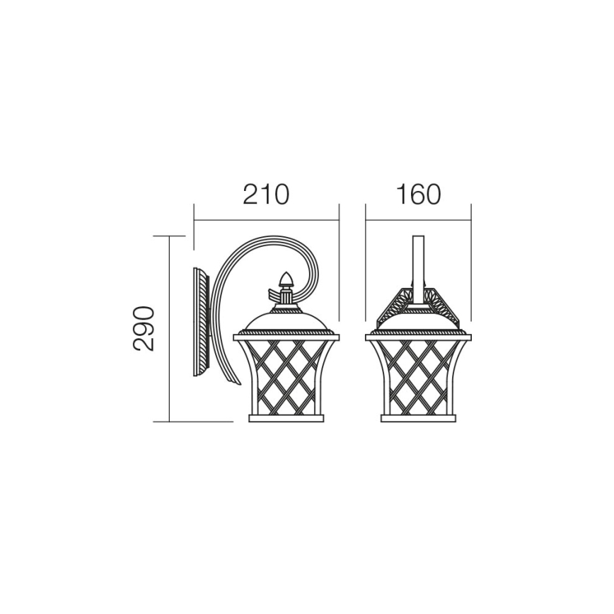 Redo 9951 - Outdoor wall lamp BREMEN 1xE27/42W/230V IP23 gold/patina