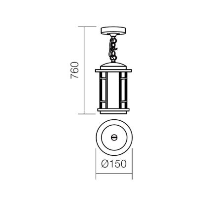 Redo 9956 - Outdoor chandelier on a chain BRISTOL 1xE327/42W230V IP23